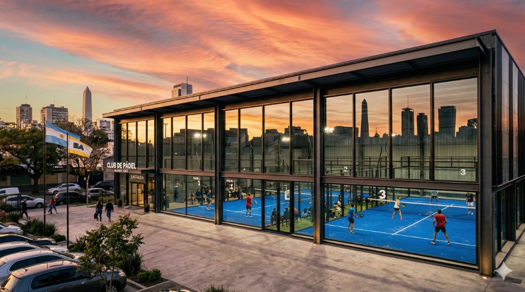 Club de pádel al atardecer en Buenos Aires