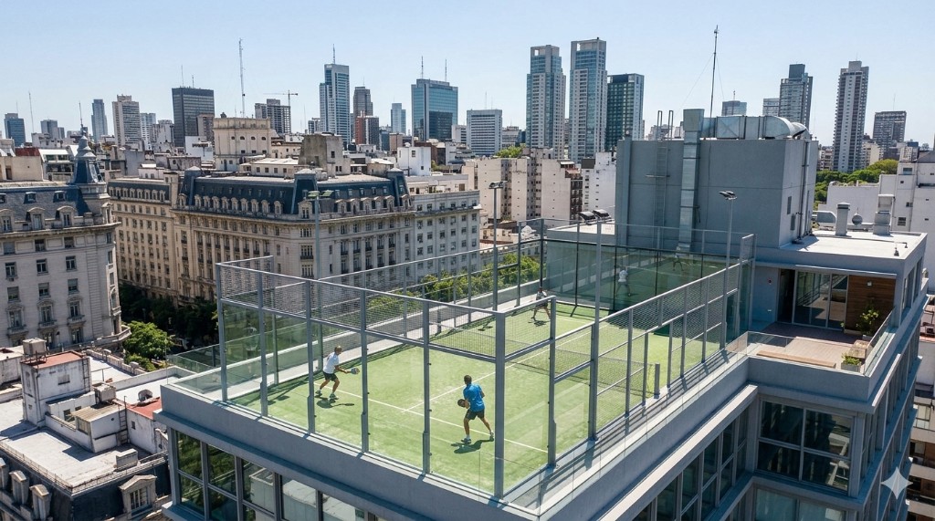 Cancha de pádel en rooftop Buenos Aires